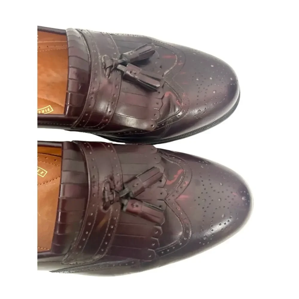Bostonian Classics Kiltie Tassel Wingtip Leather Loafers Mens 13 Oxblood Shoes